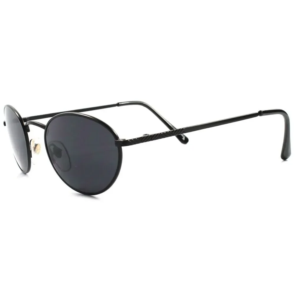 Deadstock Classic True Vintage Indie Mens Womens Black Oval Round Sunglasses